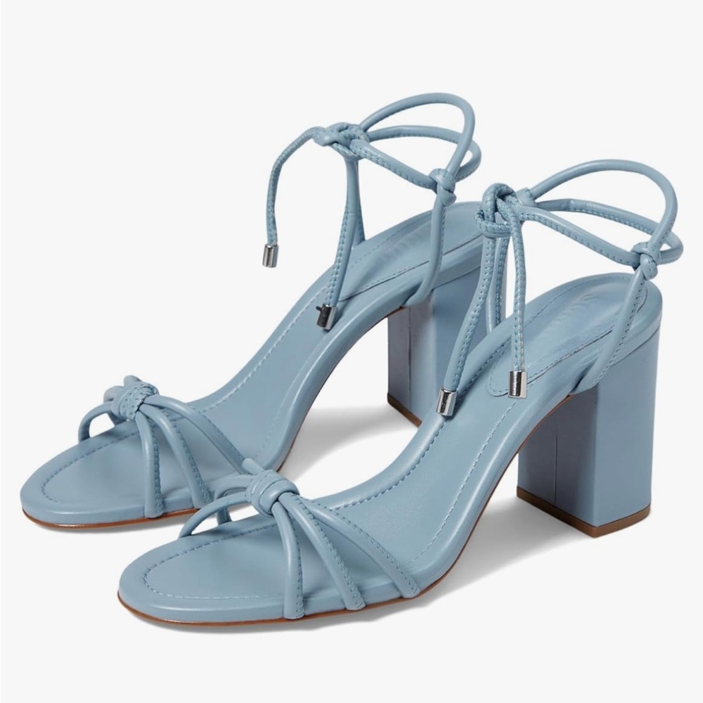 Schutz Kate High Block Blue Heels Sandals Sz 8.5